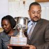 Rudolph Brown/Chief Photographer
Christopher Barnes,  deputy managing director of The Gleaner Company walk a way with the winning award for media of the year to The Gleaner's at AAAJ Media Awards 2009 at Knutsford Court Hotel  New Kingston. on Wednesday, June 10-2009