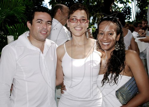Colin Hamilton/Freelance PhotographerCool and relaxed in all white, Brain Alberga kicking back with Alison Meyler (centre) and Yanique Sterling. ******************************************************Adopt A Ward held on Sunday February 6, 2011.