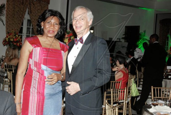 Janet Silvera Photo
 
 National Commercial Bank's Marjorie Seeberan and Half Moon's Managing Director, Richard Whitfield pose for Outlook.

******************************************************************at the resort's 5th Ambassador Award last Friday night in Montego Bay.