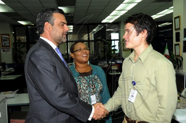 Ian Allen/Photographer
Jesus Silva bids farewell to Gleaner Editorial staff.
