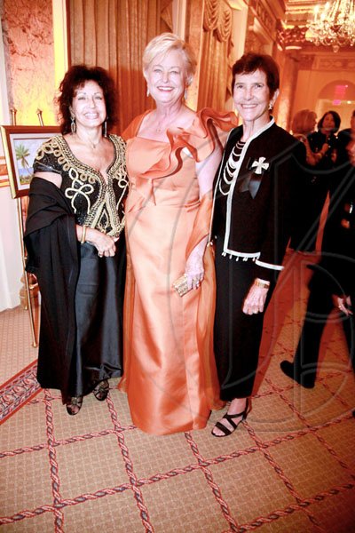 Contributed/Olubode Brown
Social butterfly Jennifer Lim (left), with Michele Rollins and Ambassador Sue Cobb pose for Saturday Social at Monday's  American Friends of Jamaica              Hummingbird Humanitarian Award Gala at The Plaza Hotel in New York on Monday.

**************************************************************************** October 5, 2009.