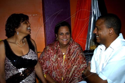 Winston Sill / Freelance Photographer
Angella Brown-Burke celebrates her birthday with family, friends and party colleague at party, held at The Quad, New Kingston on Monday night April 26, 2010. Here are Barbara Rhodd (left); Yaima Gonzalez (centre), wife of the Cuban Ambassador; The Cuban Ambassador -------???- (right).