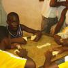 Anthony Minott/Freelance Photographer 
From left to right: Ronaldo Able, Sunny Singh, Jamar Samuels, and Yashay Dunn play dominoes during a back-to-school project instigated by Councillor Blake recently.