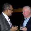 Winston Sill / Freelance Photographer
FirstCaribbean (Jamaica) boss Clovis Metcalfe (left) 'holds a reason' with former director of the bank Chris Bovell.

Bank Farewell Function for Christopher Bovell, held at the Jamaica Pegasus Hotel, New Kingston night December 17, 2009.
