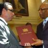 Norman Grindley /Chief Photographer
Daryl Vaz  sworn-in for the second time as minister of state in the office of the prime Minister office at Kings house April 1, 2009.