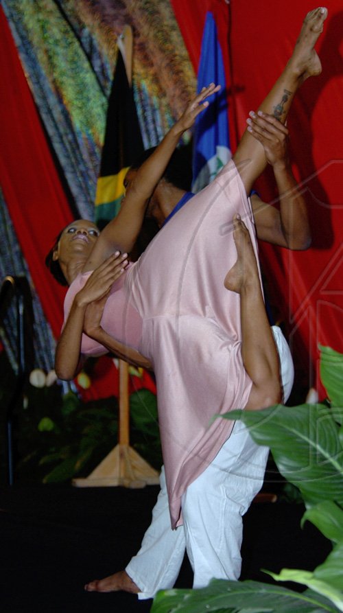 Winston Sill / Freelance Photographer
L'Acadco dancers wow the audience with their agility.

UTCWI Foundation of The United Theological College 10th Anniversay Celebration of the Foundation present "A Measure of Faith", held at the Hilton Kingston Hotel, New Kingston on Saturday April 18, 2009.