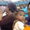 Rudolph Brown/Chief Photographer
Nicole Savage and her nephew Orlando Reid in prayer at the United  Voice of The Church hosted prayer and restoration service Heal the Family Heal the Nation, the 4th National call Theme: "A Travailing Session" at the National Arena on Wednesday, March 4-2009