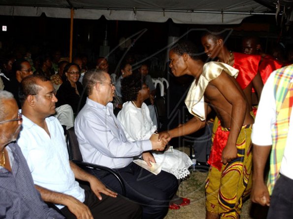Winston Sill / Freelance Photographer
Prime Minister Bruce Golding and Guyana's President Bharrat Jagdeo attends Emancipation Day Celebration in Spanish Town, held at Emancipation Square on Saturday August 1, 2009.