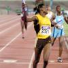 Ricardo Makyn/Staff Photographer.
Manchester High School's Natoya Goule celebrates after leading her team to victory in the 4x800 metres relay at Gibson Relays, at the National Stadium on Saturday.
