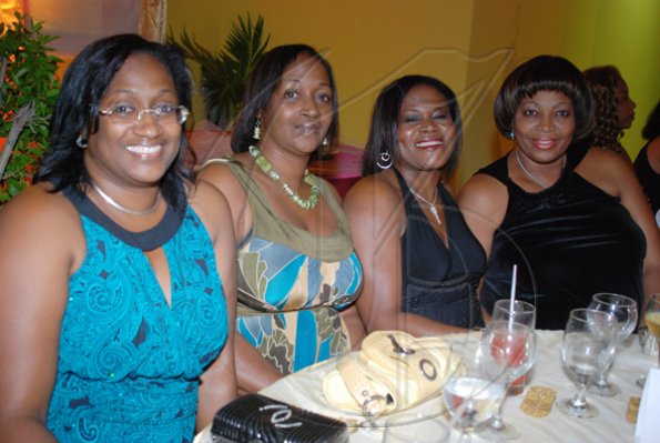 Janet Silvera Photo
 
From Left:Fay Tomlinson, Karlene Henry, Shawn Stewart and Michelle Fentonat the birthday celebration.

**************************************************************** Genus Pharmacy's Janet Genus's 50th birthday party at Villa Sonate, Cardiff Hall, Runaway Bay in St. Ann.