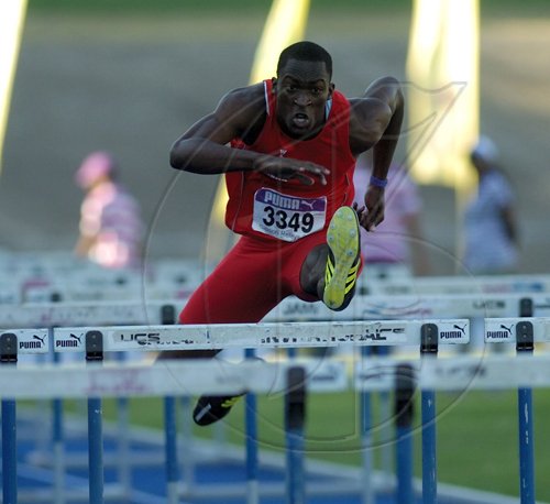 Ricardo Makyn/Staff Photographer.Mens 110 Hurdles    final at the Gibson Relays at the National Stadium on Saturday