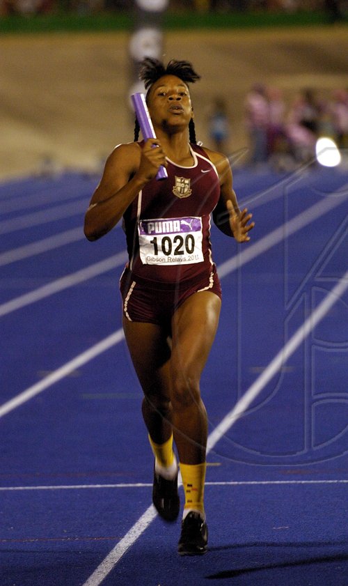 Ricardo Makyn/Staff Photographer.High School Girls' 4x800  meters final at the Gibson Relays at the National Stadium on aturday