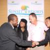 Contributed
Clifton Reader (left) general manager of Sunset Jamaica Grande, greets Marvin Priest (right) son of Maxi Priest, while Maxi (second left) and Ian Kerr, managing director, Sunset Resorts share a joke.

*********************************************************************** shortly after both performers did their show at Jamaica Jazz and Blues Prelude ? ?Jamming in Sunset Jamaica Grande?  on Monday night in Ocho Rios.