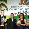 HEADLINE: Best of Chamber

Winston Sill / Freelance Photographer
Representatives of the companies that were selected as the best in their categories by the Jamaica Chamber of Commerce (JCC) are seen here posing with their ?Best of Chamber? awards. From left are Allan Barnes, managing director of Red Stripe/Desnoes and Geddes Limited, which won in the ?Large Enterprise? category; Milton Samuda, president of JCC; Grace Burnett of Allied Insurance Brokers Limited, which got the ?Medium Enterprise? award; and Bernard Williams of Care Furniture Company Limited, ?Small Enterprise? recipient. The presentations were made at the JCC?s annual dinner awards, held at Jamaica Pegasus hotel, New Kingston, Thursday, March 11, 2010.