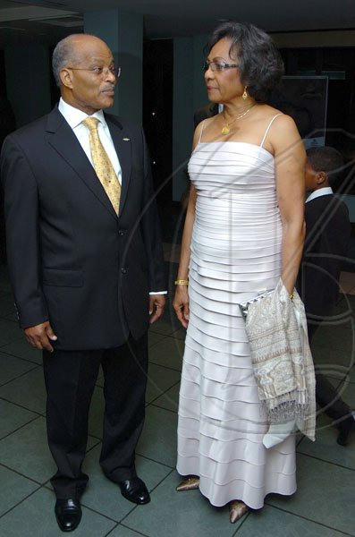 Rudolph Brown/Chief Photographer
Former Governor General Professor Sir Kenneth Hall and his wife Her Excellency Rheima Hall upon their arrival at the Jamaica Medical Foundation awards and fund-raising banquet at the Hilton Hotel in New Kingston on Saturday, March 21-2009