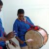 Peta-Gaye Clachar/Staff Photographer
Junior members of the Akwaaba drummers beet the drums at the entrance of the Institute of Jamaica to welcome guests arrivng at the Institute's Musgrave Medals Awards Ceremony on East Street on Thursday, May 28, 2009.