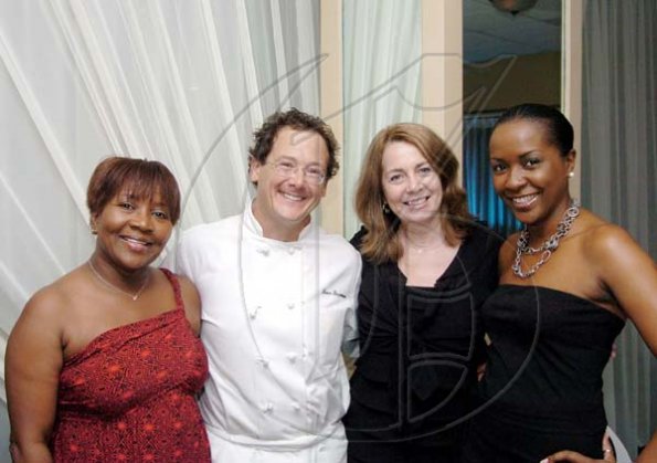 Winston Sill / Freelance Photographer
A group that knows a thing or two about spirits. Wray and Nephews' Marilyn Bennett, Bruce Riezenman, Pascale Bres and Debra Taylor.

******************************************************************

 
Pegasus Hotel Food Festival "Fine Dining" Dinner, held at Pegasus Hotel, New Kingston on Friday November 6, 2009.
