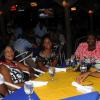 Sheena Gayle/Gleaner Writer
(clockwise) Marcus McKenzie and Cecelia Brown had a fun-filled night with The Gleaner?s Western Bureau advertising staff Veniesha Cookhorn, bureau manager Shernett Robinson, Janet Silvera and Sandra Cato at Pier One on the Waterfront on Wednesday night.