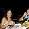 Sheena Gayle/Gleaner Writer
 Kathy Dear enjoys a delicious appetizer and a Tru Juice Calico Jack with  Frank Perolli at Margaritaville in Montego Bay during Restaurant Week on Tuesday night.