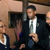 Rudolph Brown/Photographer
Regional Assistant Governor Ruth Palmer (left) converses with outgoing president Donovon G. Brown (centre) and newly-installed president David T. Brown at the Installation Ceremony of Rotary Club of St Andrew North at RibKage, 12 Braemar Avenue on Monday, June 28, 2010.