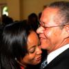 Rudolph Brown/Chief Photographer
Prime Minister Bruce Golding greets Marlene Malahoo-Forte after His Excellency Sir Patrick Allen Governor General Swearing in Mrs. Marlene Malahoo Forte as Senator at King's House on Wednesday, July 15-2009