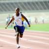 Ricardo Makyn/Staff Photographer.
Dejour Russell winning Heat one of the Boys Class 2 100 Metres  at the Bigga/Jisa Prep School Champs on Day Two at the National Stadium on Friday 5.6.2009.