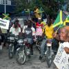 The PNP Region Six protest in Sam Sharpe Square moves into high car as a 50-strong group of motor cyclists from Eastern Hanover joins their colleagues in Sam Sharpe Square.