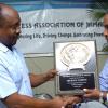 Peta-Gaye Clachar/ Freelance Photographer
President of the Press Association of Jamaica Mr. Byron Buckley (left) present an award to Mr. Michael Gordon for his outstanding contribution and service at a Veterans' Luncheon hosted by the Press Association of Jamaica at the Girl Guides Association on Wednesday, December 2, 2009. Mr. Winston Sill Photographer at the Gleaner Company , Mr. Ken Dawson Videographer formerly at TVJ and Mr. Ruddy Mattherson a Videographer were also honoured.