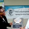 Peta-Gaye Clachar/Photographer
Director of Public Prosecutions Paula Llewellyn, guest speaker at the PAJ Veterans' Luncheon, presents The Gleaner's Winston Sill with an award for his photographic coverage over the years. 









outstanding contribution and service at a Veterans' Luncheon hosted by the Press Association of Jamaica at the Girl Guides Association on Wednesday, December 2, 2009. Mr. Michael Gordon Photographer from the Jamaica Observer, Mr. Ken Dawson Videographer formerly at TVJ and Mr. Ruddy Mattherson a Videographer were also honoured.