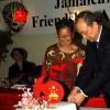 Winston Sill / Freelance Photographer
Chinese Ambassador Chen Jinghua and Fay Pickersgill, president of The Jamaica China Friendship Association cut the birthday cake to celebrate the 60th anniversary of the founding of The People's Republic of China, held at Jade Garden Restaurant, Sovereign Centre on Sunday October 11, 2009.